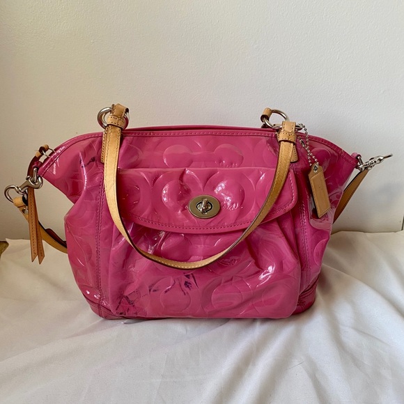 Coach Handbags - Coach Leah Pink Patent Leather Tote